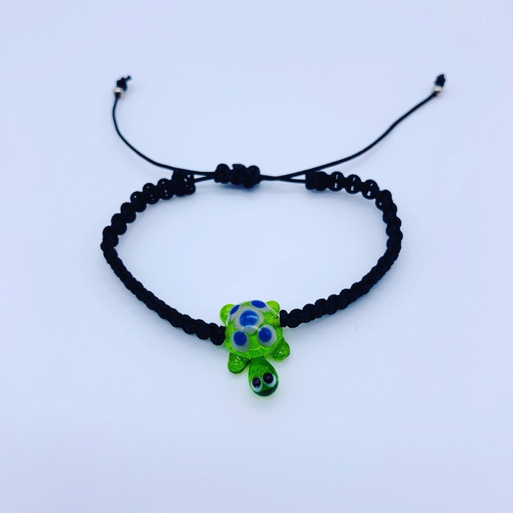 Hand blown glass turtle bracelet